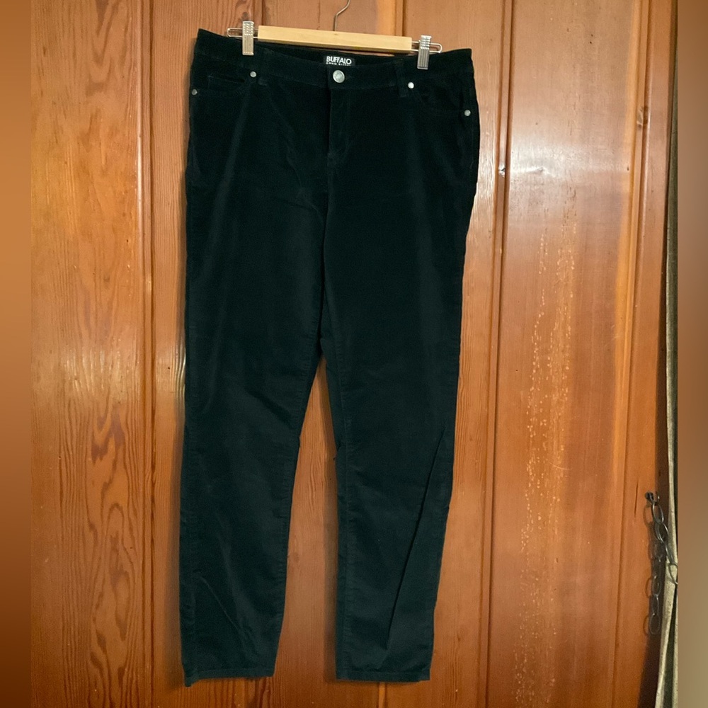 Dark Navy Buffalo David Bidden Velvet Marvel Mid Rise Stretch Skinny Sz 14 #2352